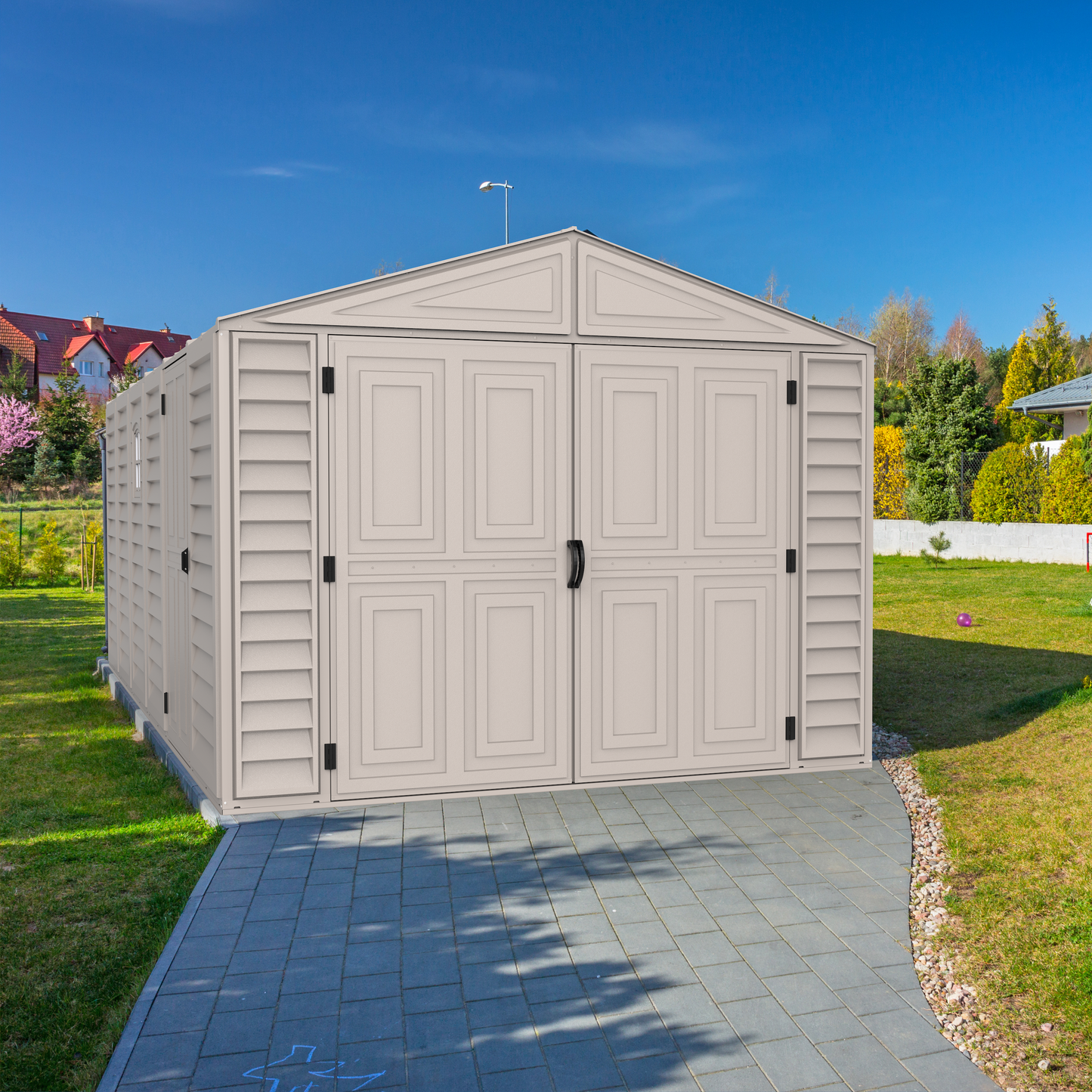 10'x15' Vinyl Garage w/Foundation, 2 windows & side door