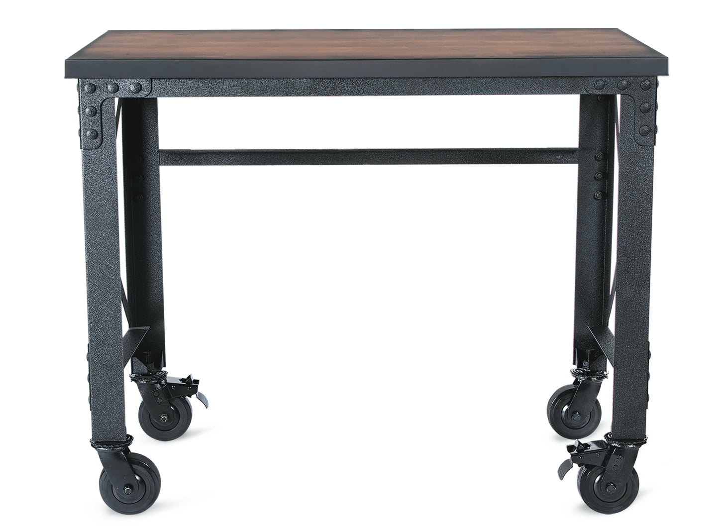 46" x 24" Rolling Industrial Worktable Desk with solid wood top