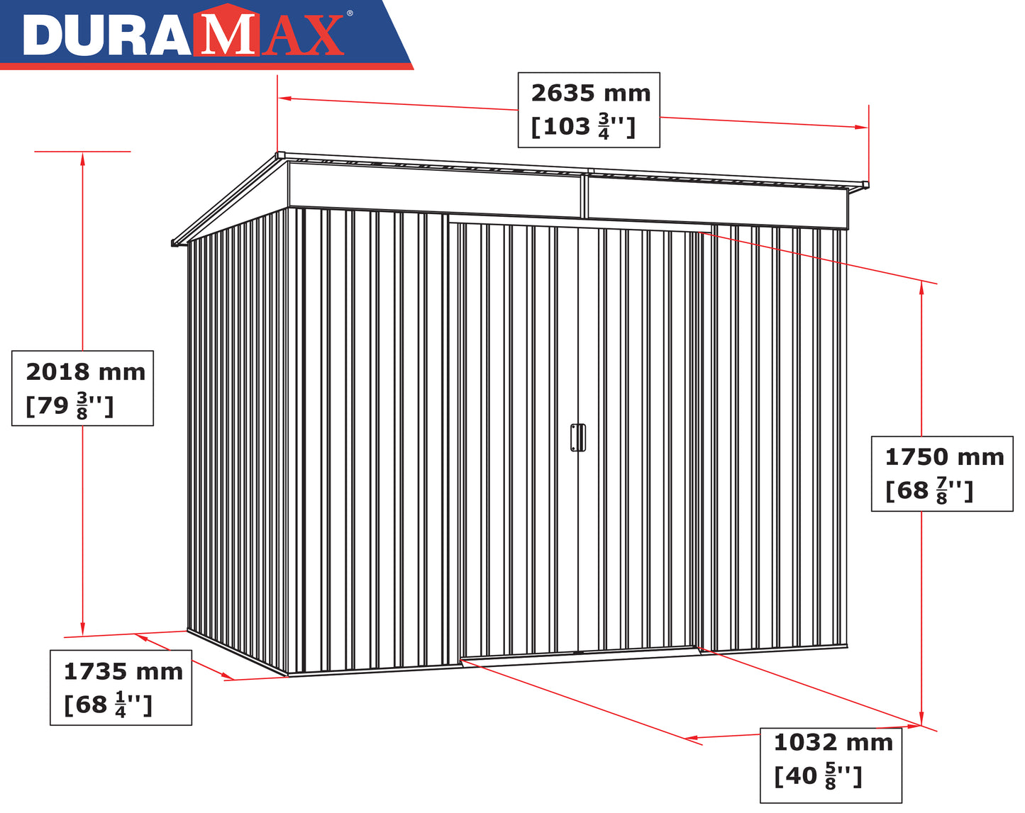 8x6 Metal Pent Roof with Skylight