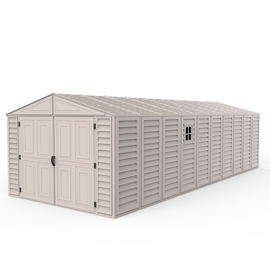 10.5'x26' Vinyl Garage w/ Foundation & 2 Windows