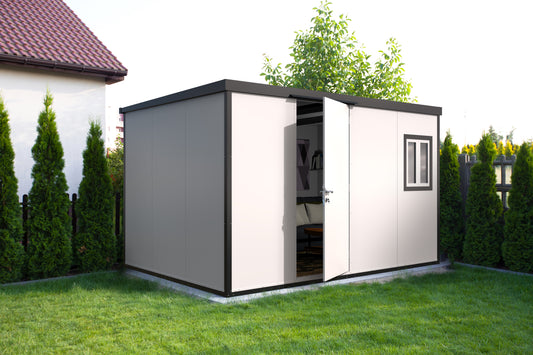 Flat Roof Cabin 10' x 13' / Off-White - Anthracite