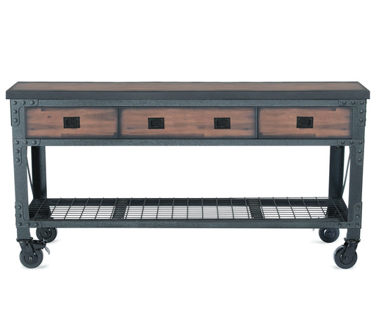 72" x 24" 3 Drawer Rolling Industrial Workbench with Wood Top