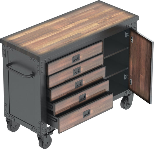 48" 5 Drawer Rolling Tool Chest with Wood Top