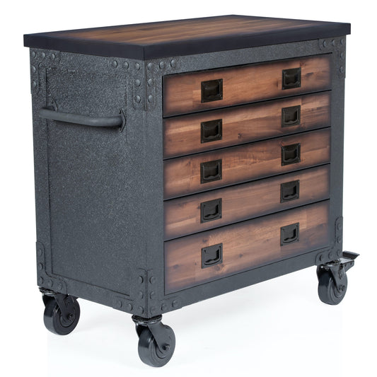 36" 5 Drawer Rolling Tool Chest with Wood Top