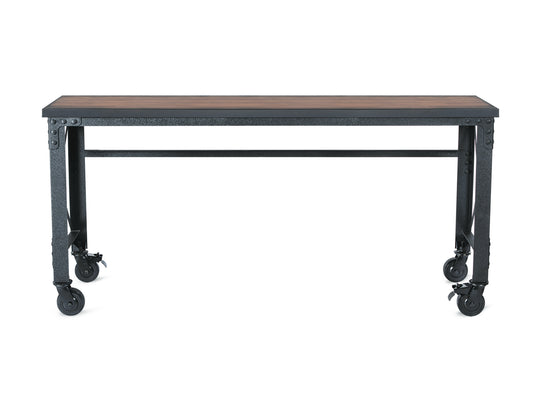 72" x 24" Rolling Industrial Worktable Desk with solid wood top