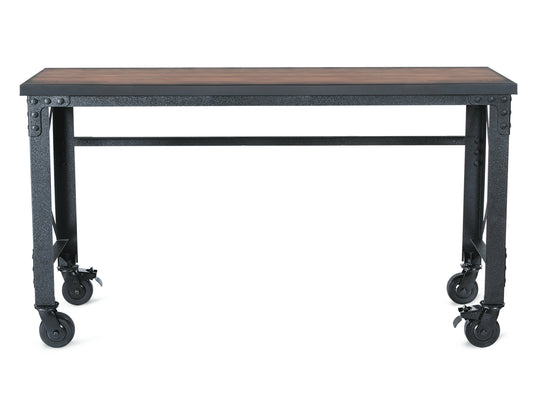 62" x 24" Rolling Industrial Worktable Desk with solid wood top