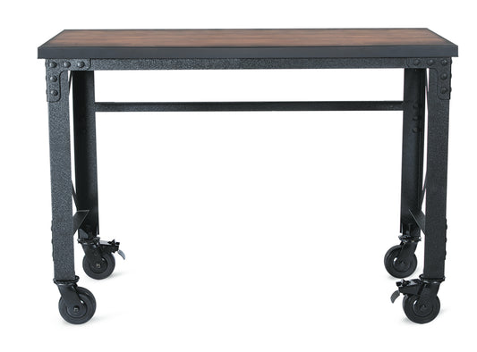 52" x 24" Rolling Industrial Worktable Desk with solid wood top