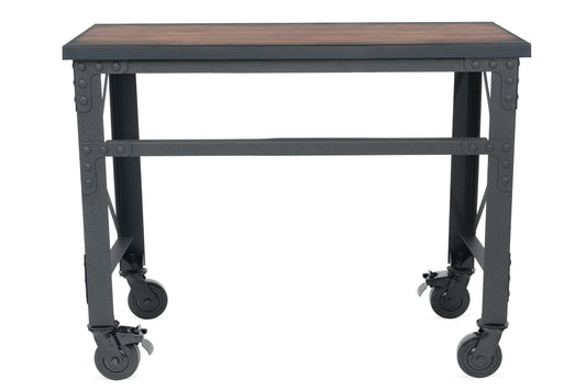 46" x 24" Rolling Industrial Worktable Desk with solid wood top